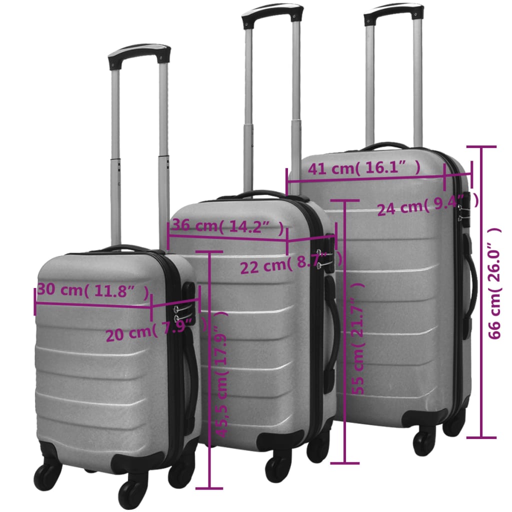 3-tlg. Hartschalenkoffer-Set Blau 45,5/55/66 cm