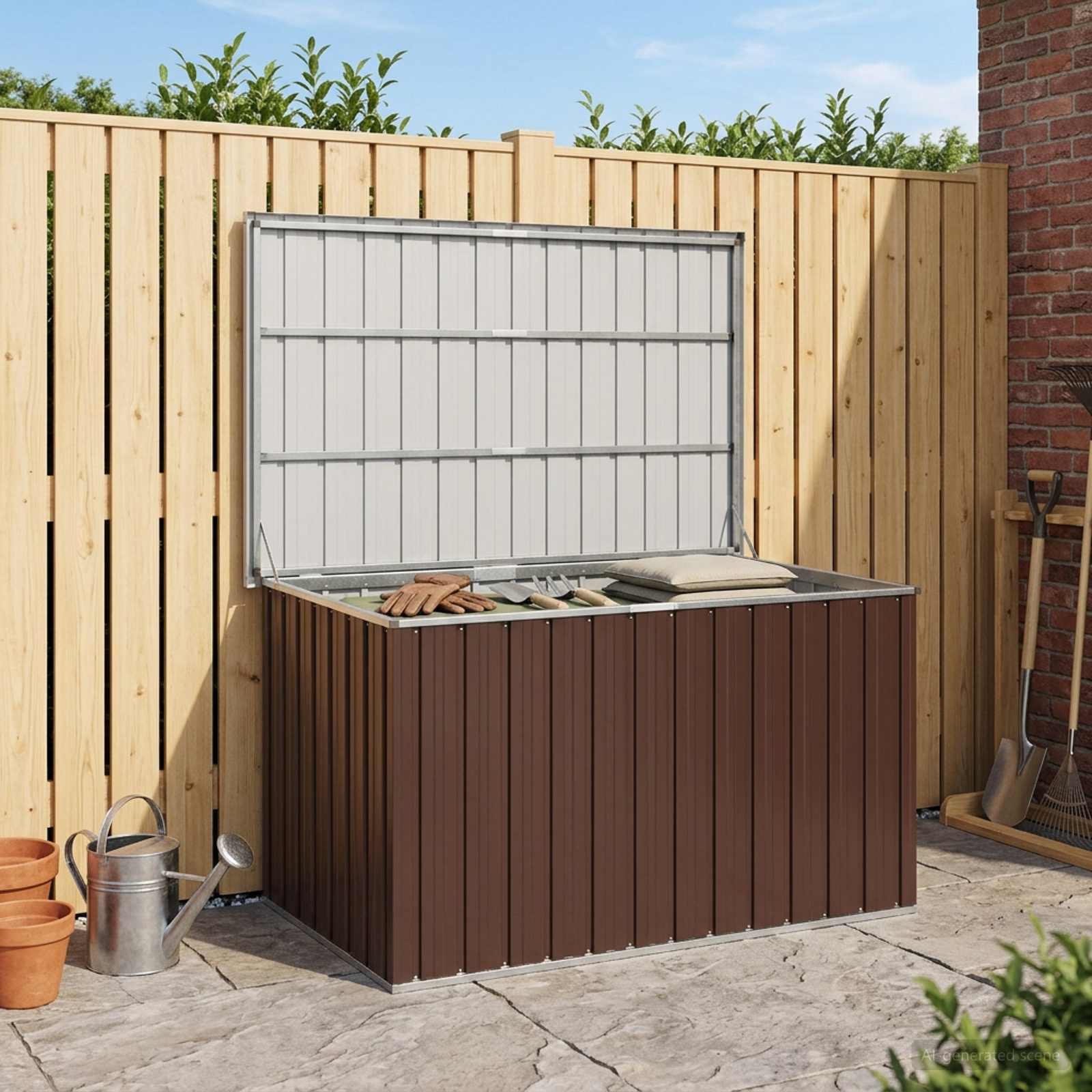Außenlagerbox Holz 109 x 67 x 65 cm Verzinkter Stahl