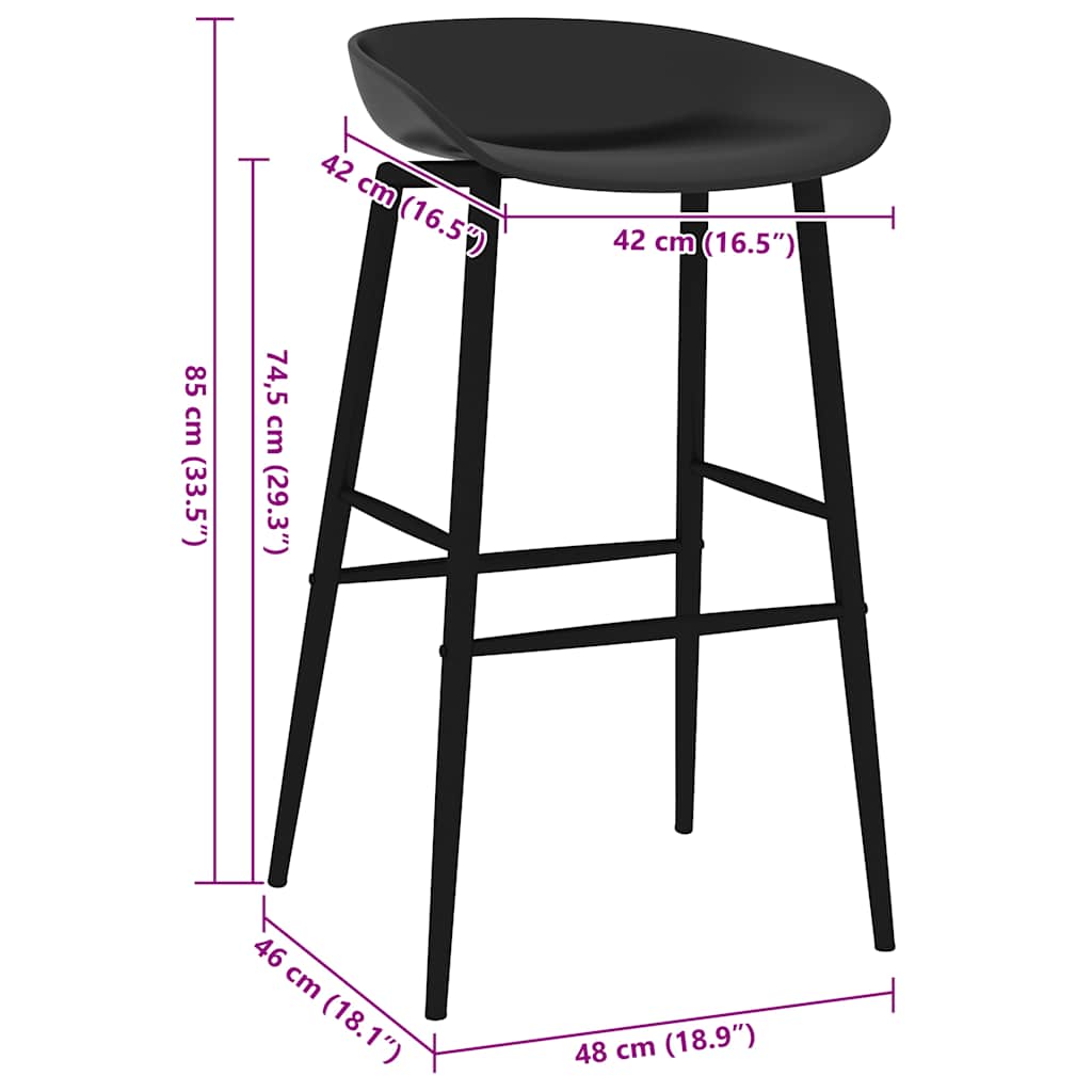 Barhocker 2 Stk. Schwarz
