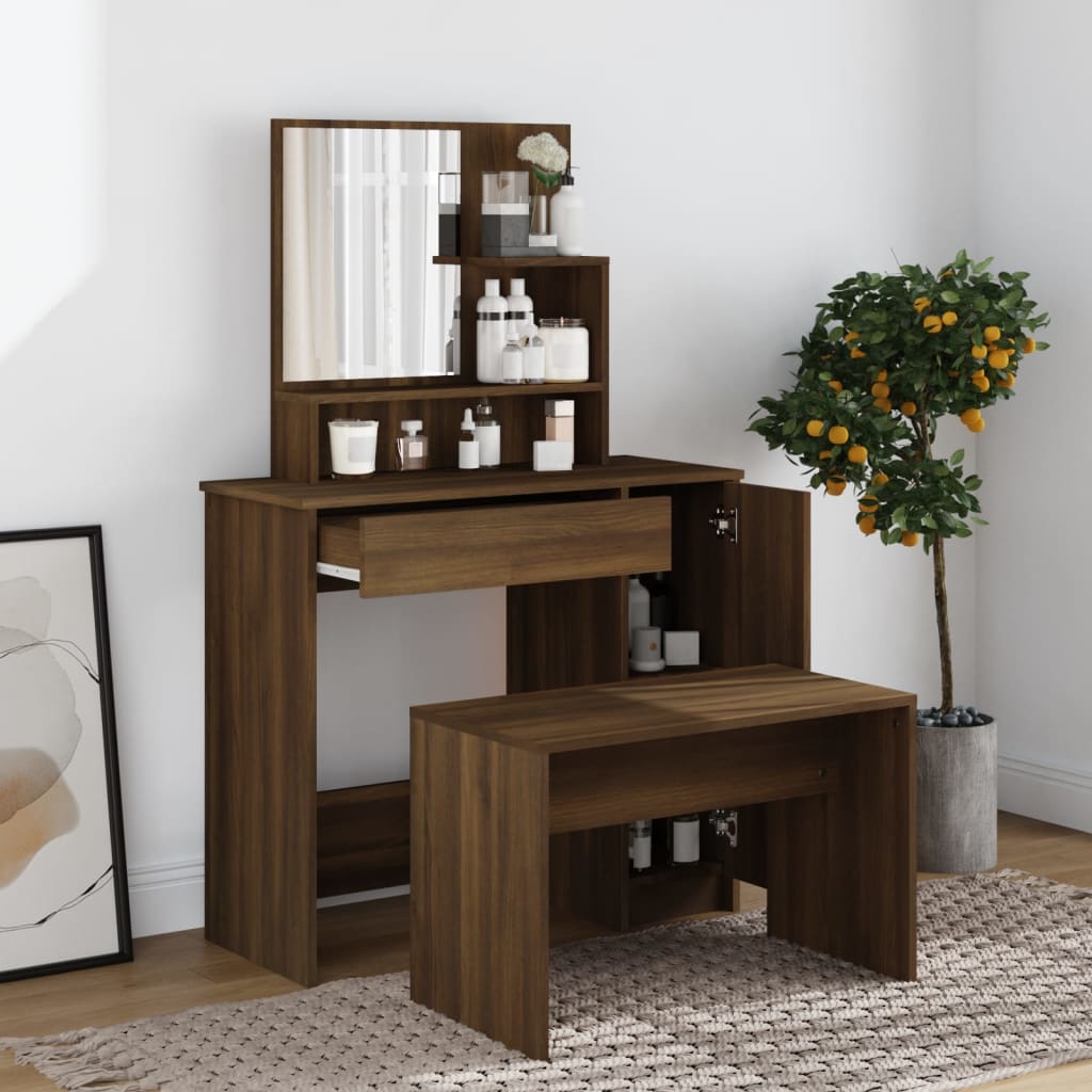 Schminktisch-Set Weiß 86,5x35x136 cm