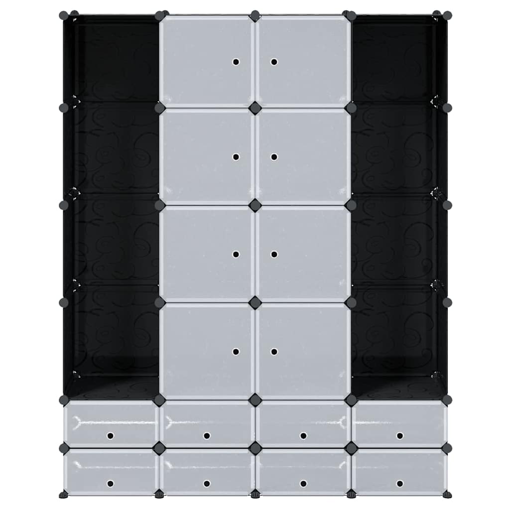 Modularer Schrank mit 9 Fächern 109x36,5x143cm Schwarz und Weiß