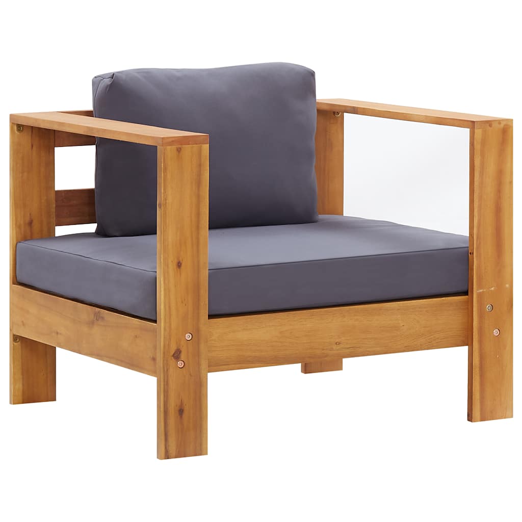 2-tlg. Garten-Lounge-Set mit Cremeweißen Kissen Akazienholz