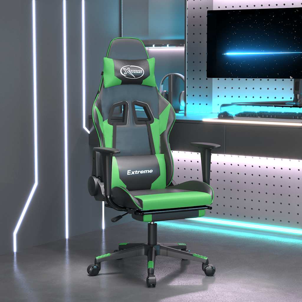 Gaming-Stuhl mit Massagefunktion Schwarz und Blau Kunstleder