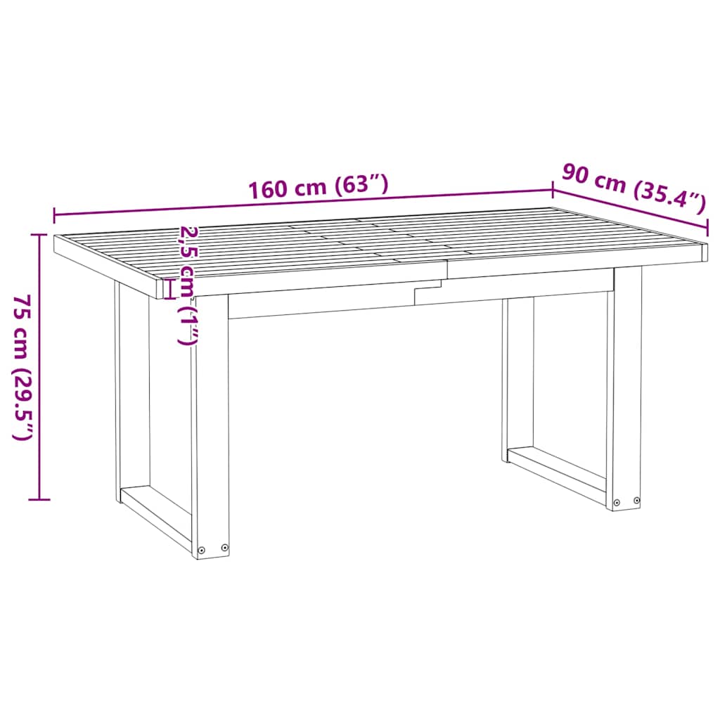 Esstisch NOAIN U-Form-Beine 180x90x75 cm Massivholz Kiefer