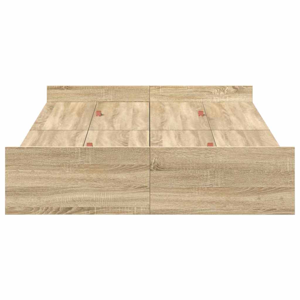 Aufbewahrungsbettgestell Weiß 200 x 200 cm Holzwerkstoff