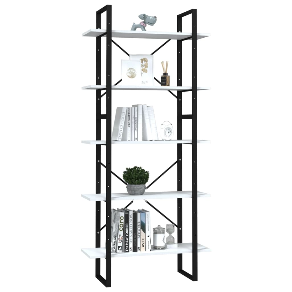 Bücherregal 5 Fächer Weiß 40x30x175 cm Holzwerkstoff