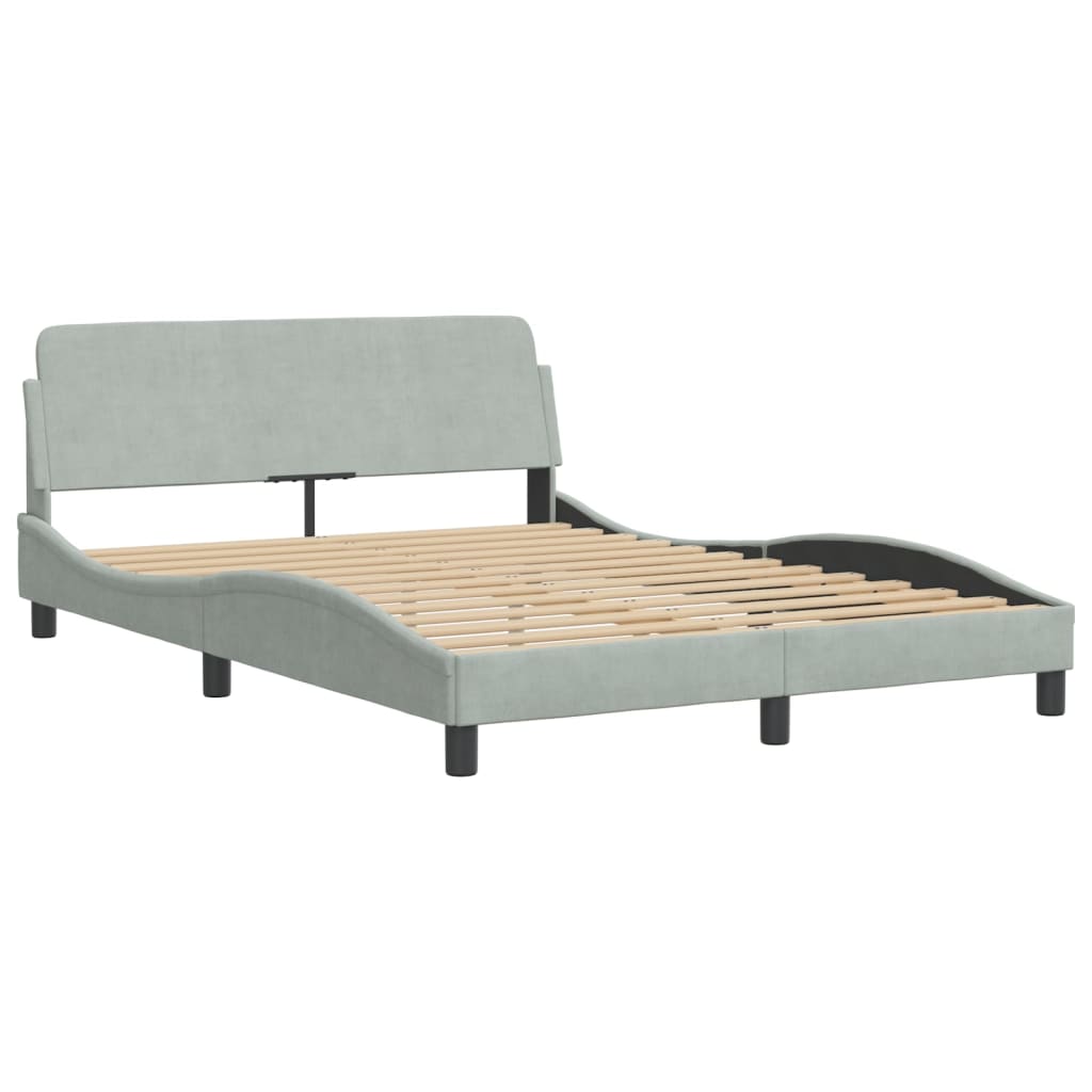 Bett mit Matratze Hellgrau 80x200 cm Samt