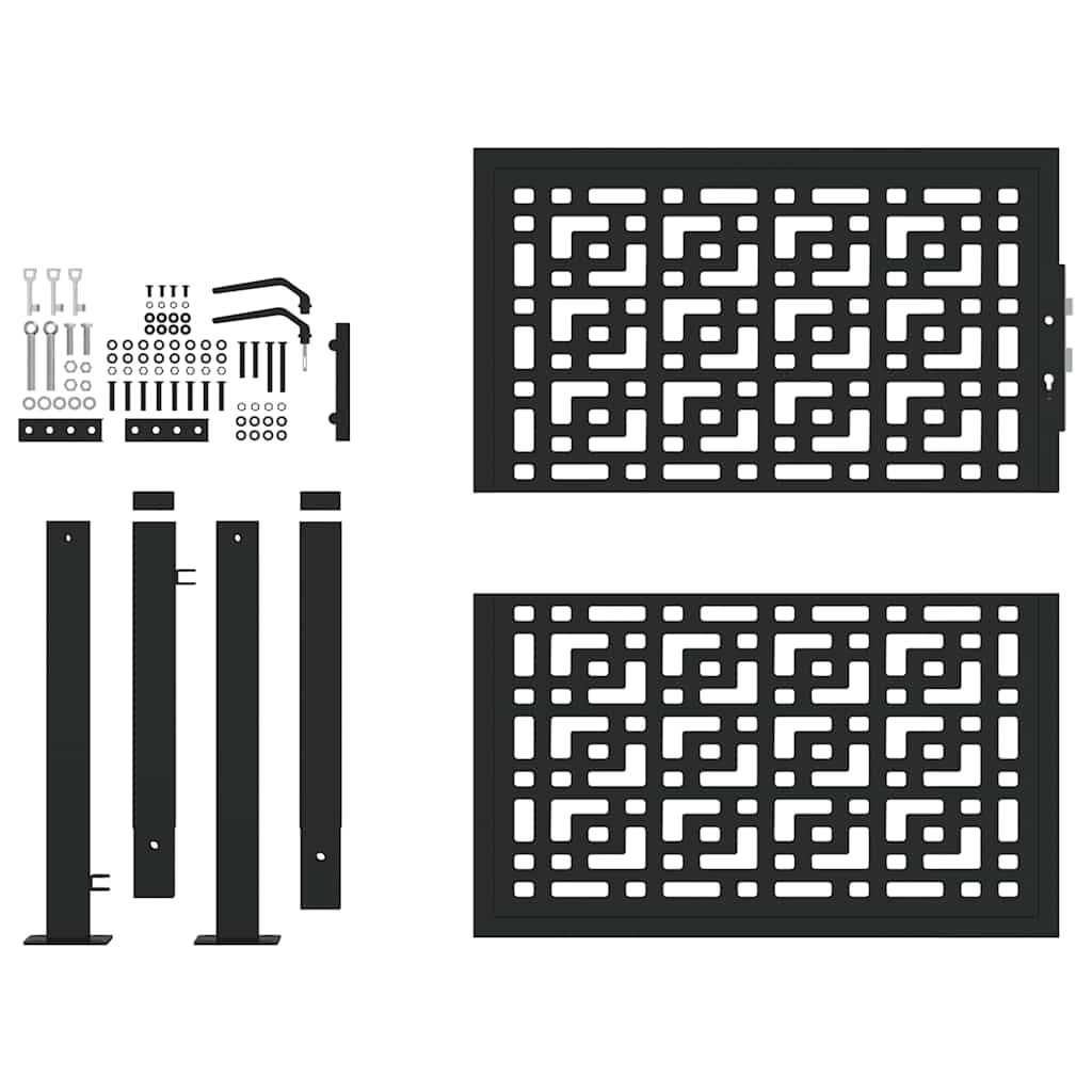 Gartentor Schwarz 100x100 cm Stahl Lichtdesign