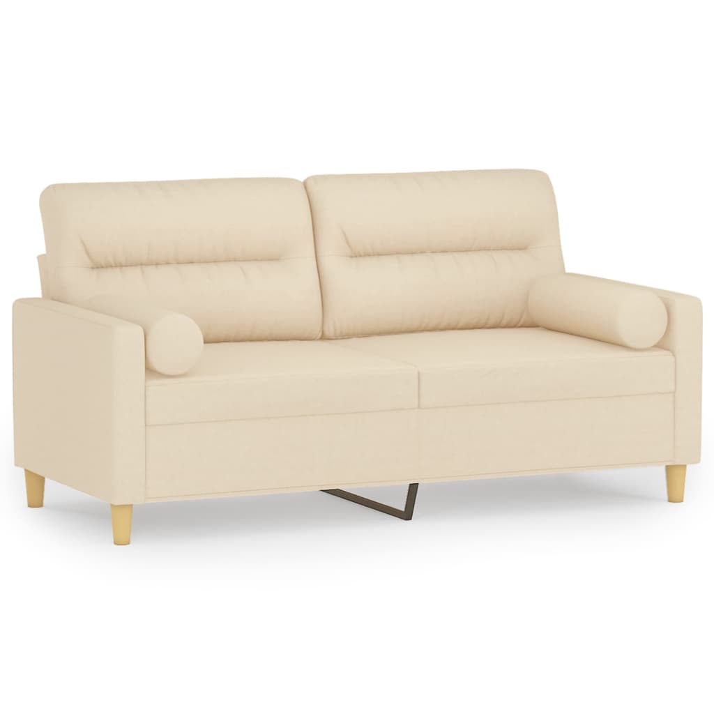 2-Sitzer-Sofa mit Zierkissen Braun 120 cm Stoff