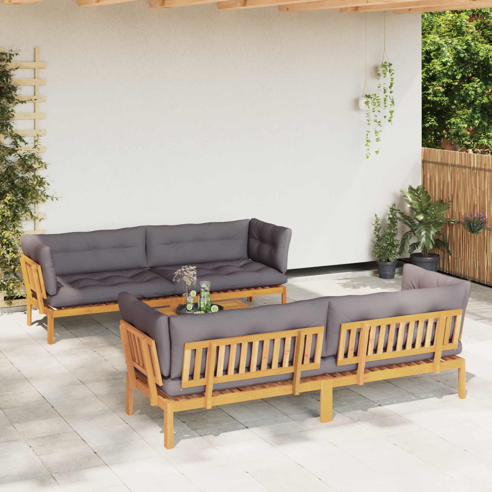 3-tlg. Garten-Sofagarnitur aus Paletten Massivholz Akazie