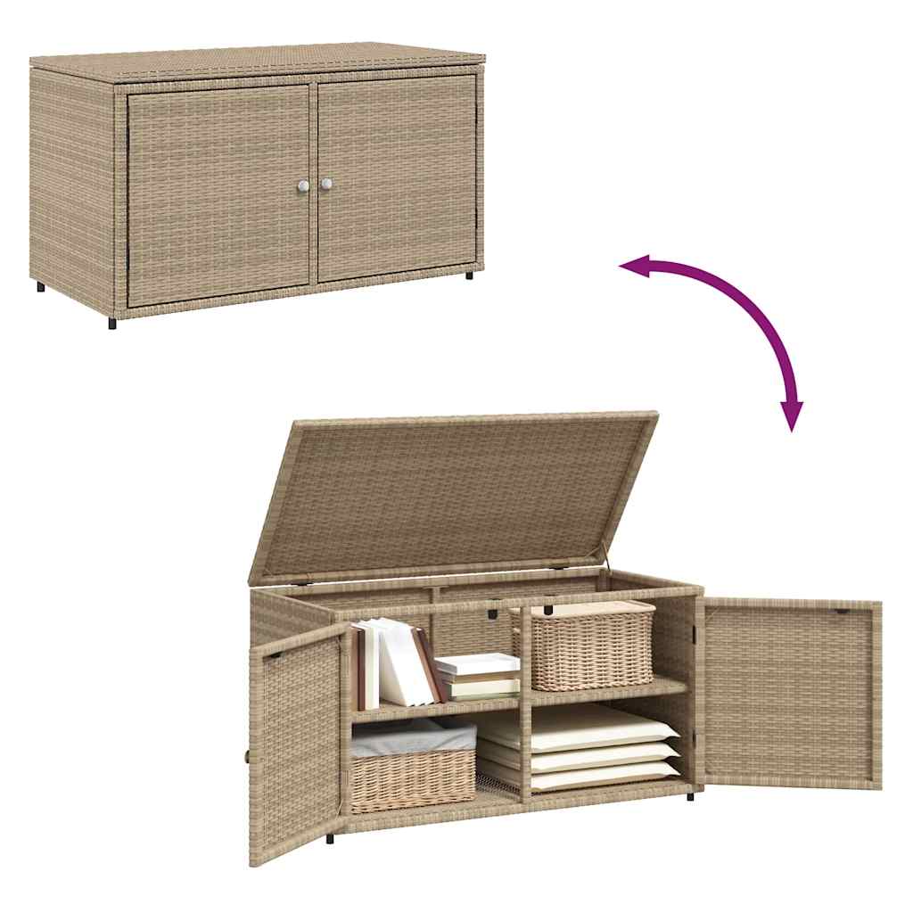 Gartenschrank Schwarz 110x55x60,5 cm Poly Rattan