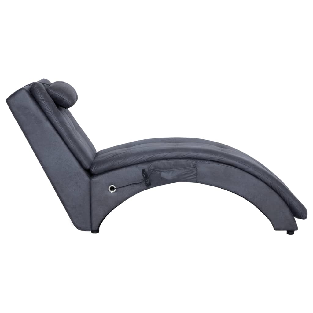 Massage Chaiselongue mit Kissen Braun Wildleder-Optik