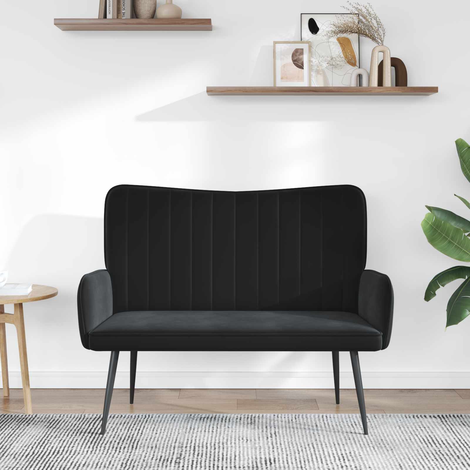 2-Sitzer Sofa Hellgrau 115 x 61 x 87 cm Samt (V)