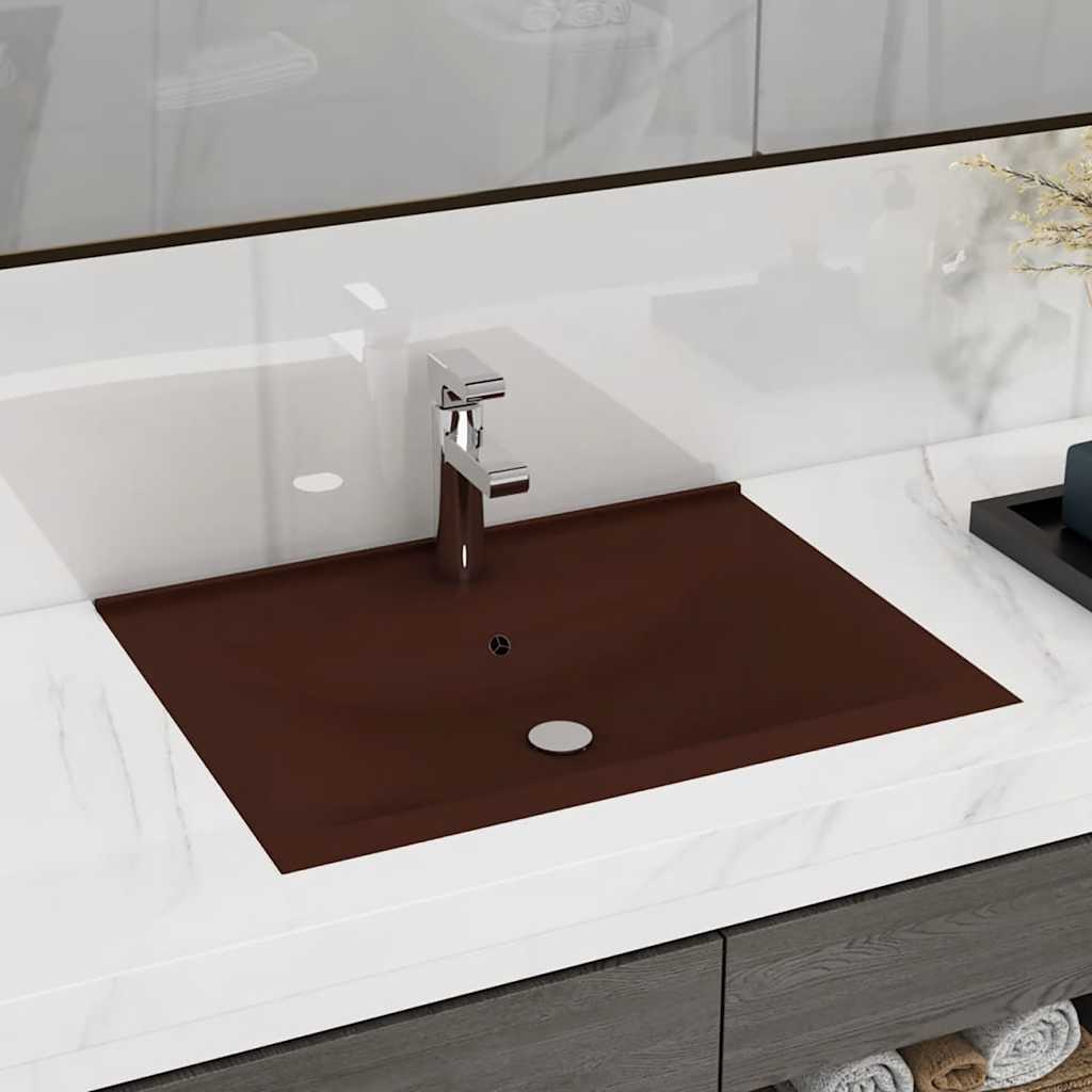 Luxus-Waschbecken mit Hahnloch Matt-Weiß 60x46 cm Keramik
