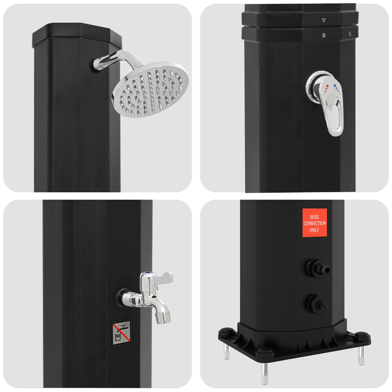 Solardusche mit Duschkopf und Wasserhahn 40 L
