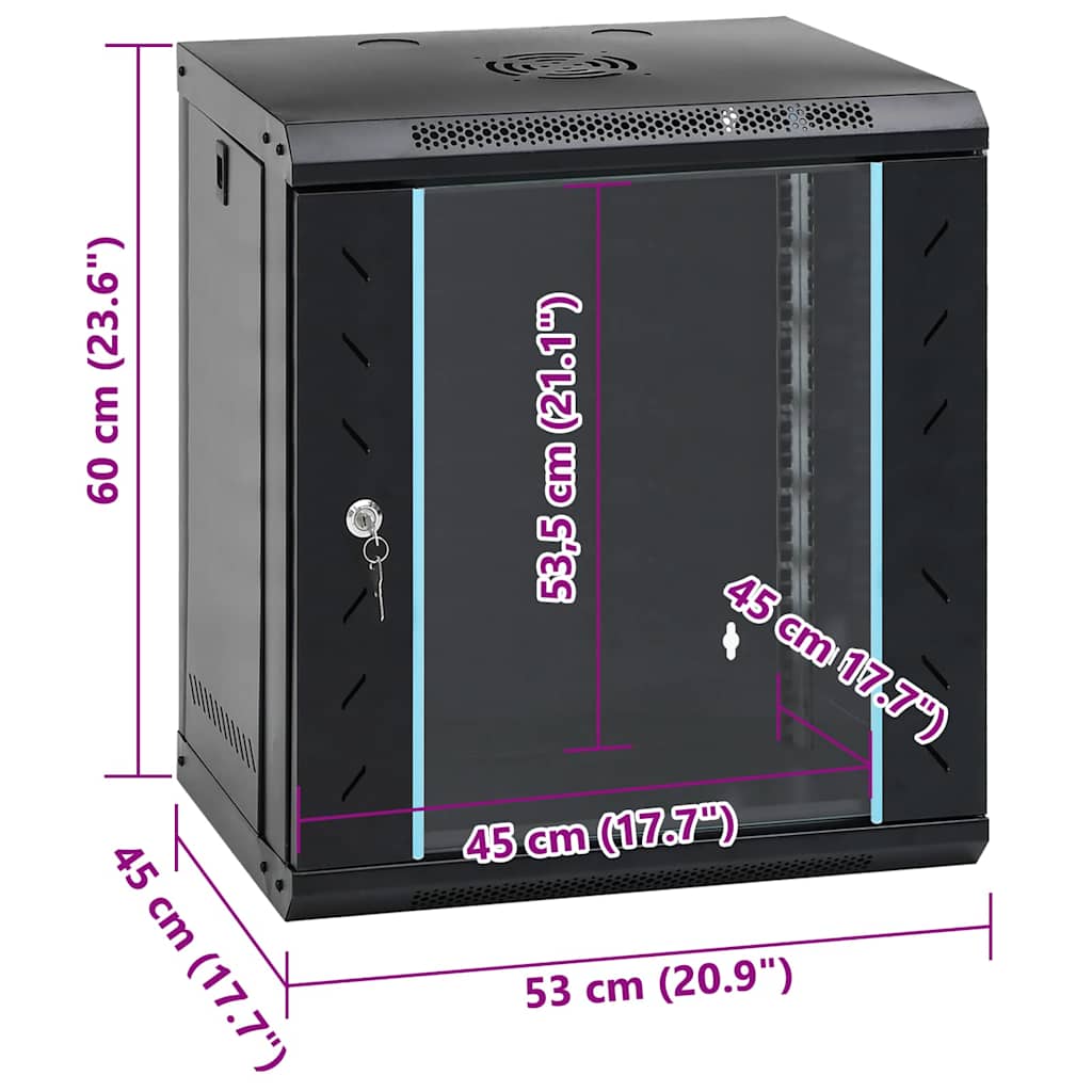 Netzwerkschrank mit Speicher Grau 60 x 45 x 28 cm Stahl