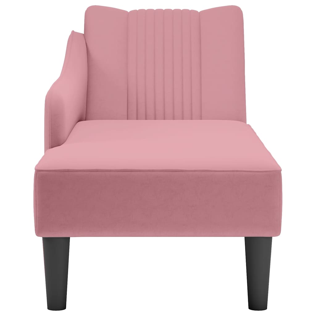 Chaiselongue mit Rechter Armlehne Blau Samt