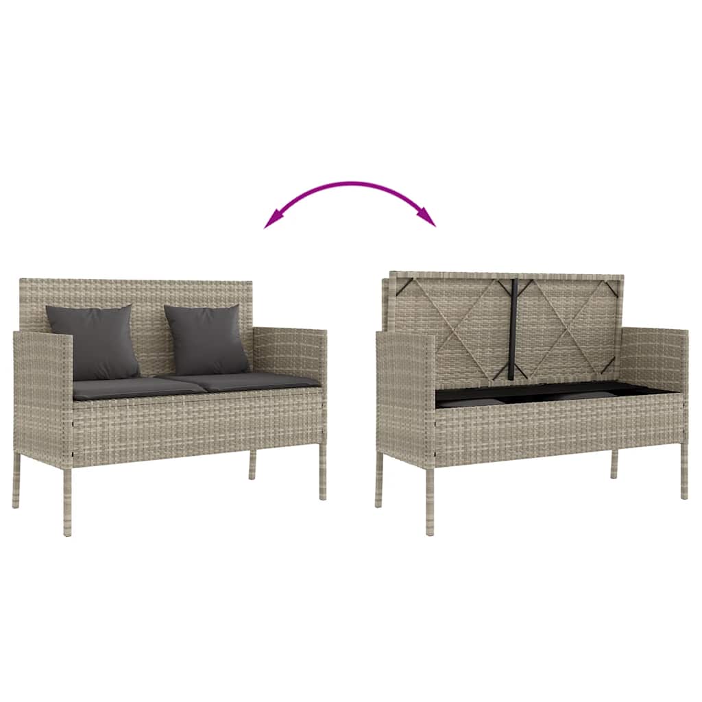 Gartenbank mit Kissen Schwarz Poly Rattan