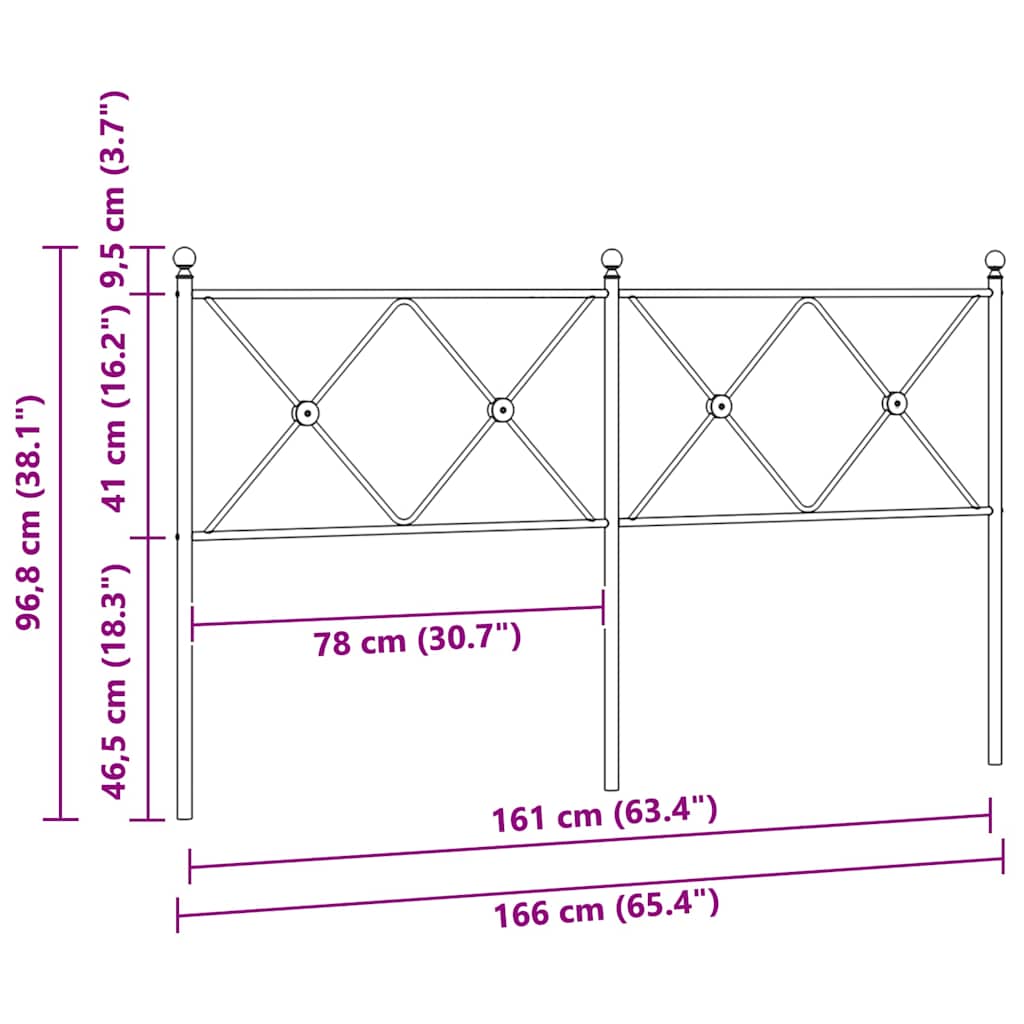 Ersatz-Kopfteil Metall Schwarz 75 cm