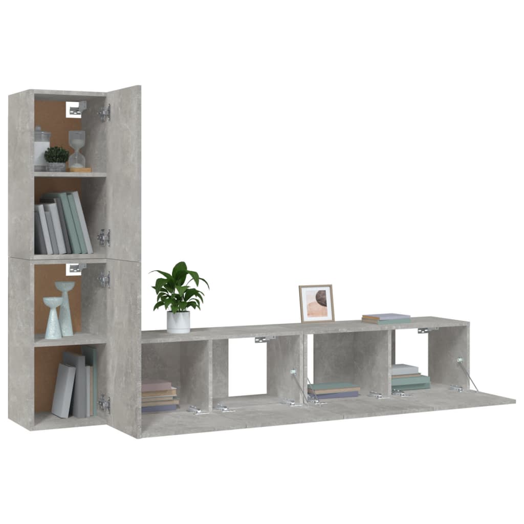 4-tlg. TV-Schrank-Set Weiß Holzwerkstoff
