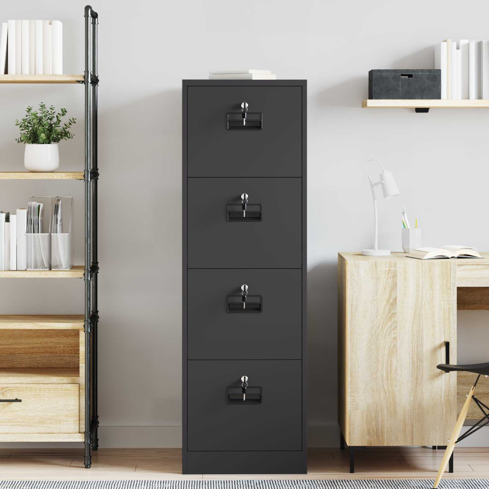 Aktenschrank 2 pcs Schwarz 44 x 50 x 139 cm Kaltgewalzter Stahl
