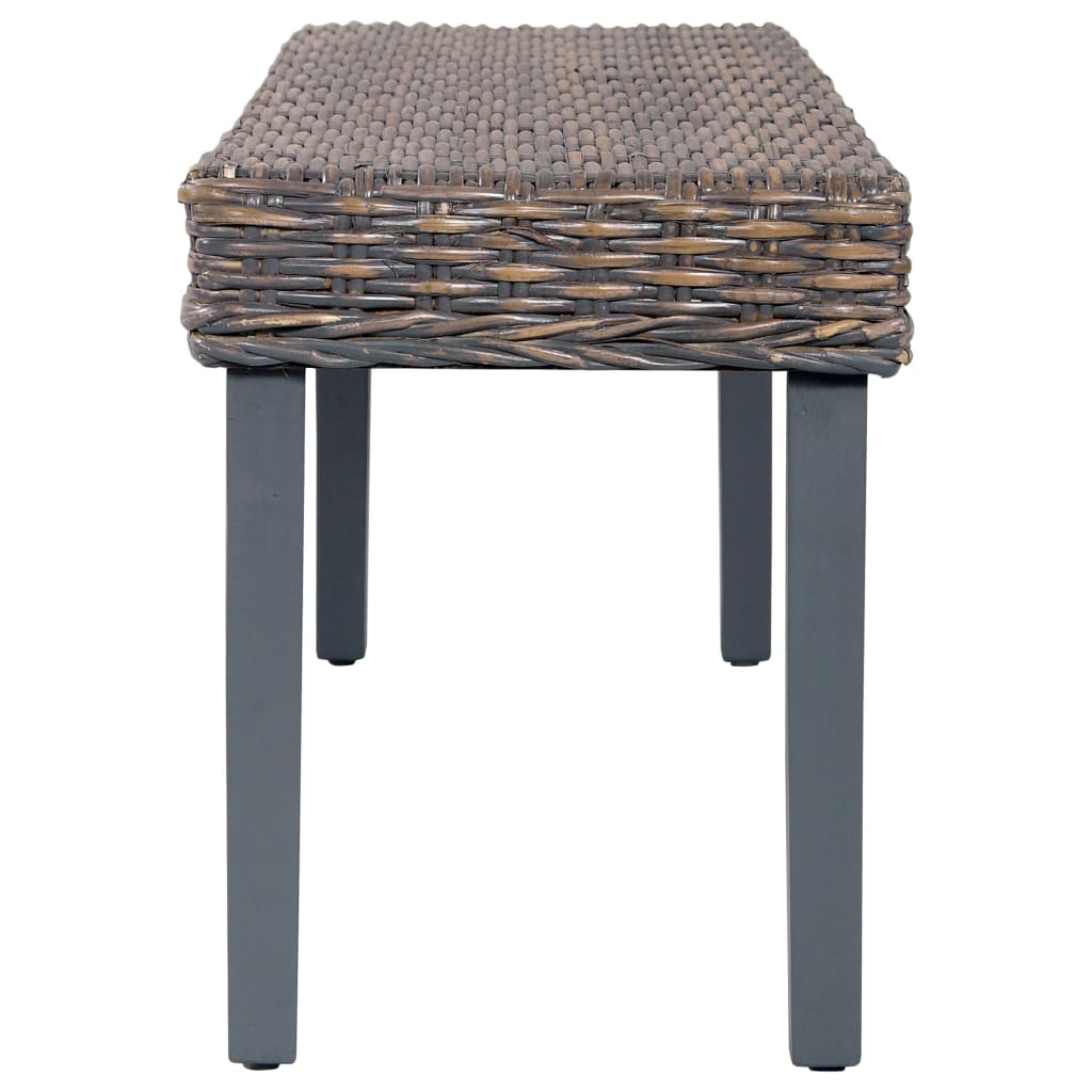 Sitzbank 110 cm Weiß Natur Kubu-Rattan und Massivholz Mahagoni