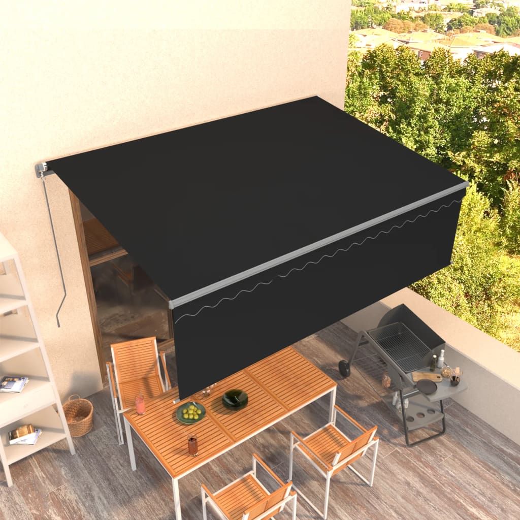 Markise Manuell Einziehbar mit Rollo 3x2,5 m Creme