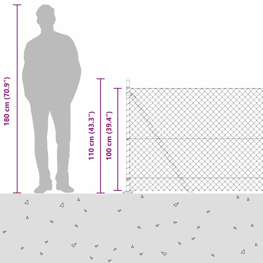 Outdoor Kettenglied-Zaun Erdfixierung 10 x 0,4 m Grün Netz