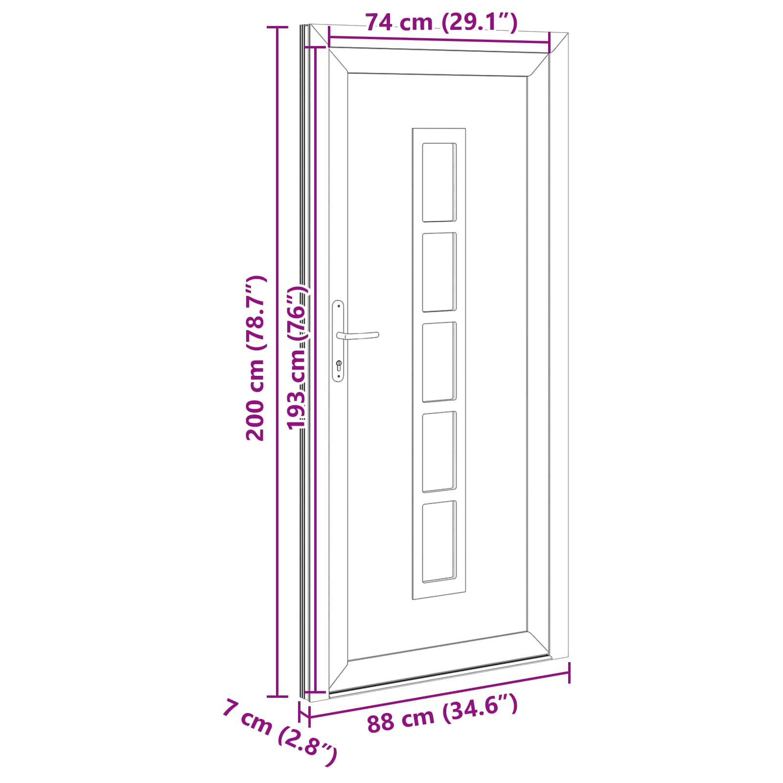 Vordertür Weiß 88 x 200 cm PVC