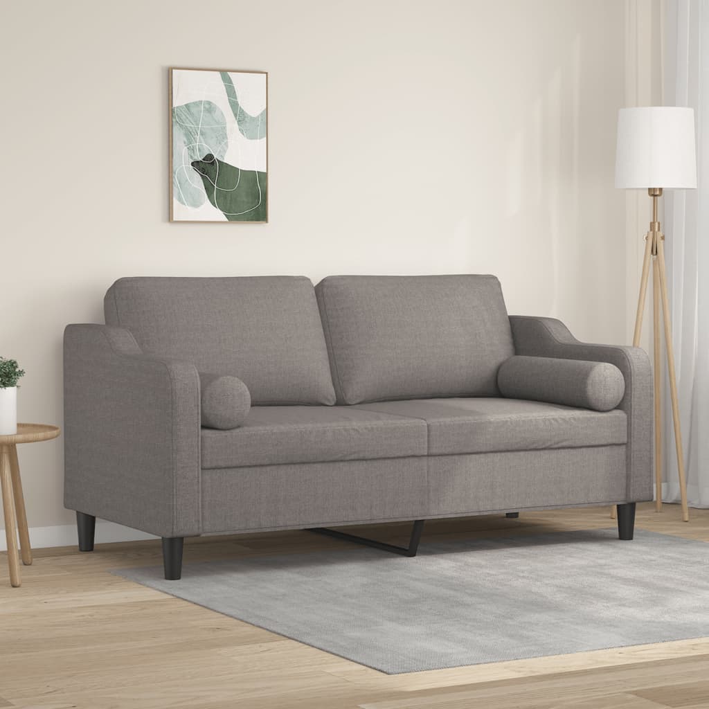 2-Sitzer-Sofa mit Zierkissen Braun 120 cm Stoff