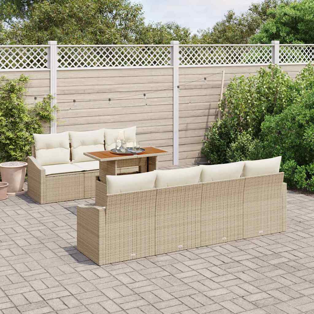 Garten Essgruppe mit Kissen 8 pcs Schwarz und Creme
