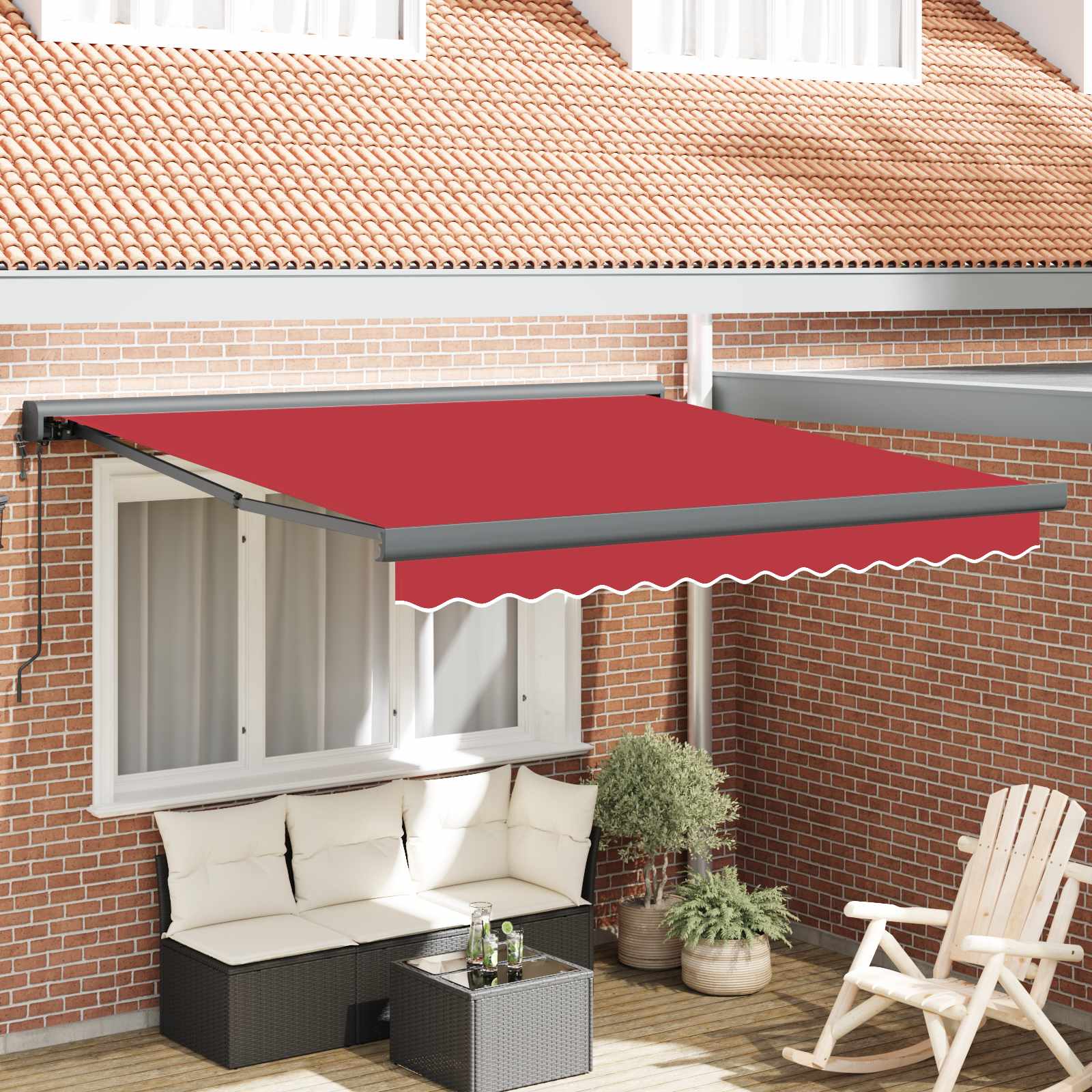 Markise Einziehbar Blau und Weiß 4x3 m Stoff und Aluminium