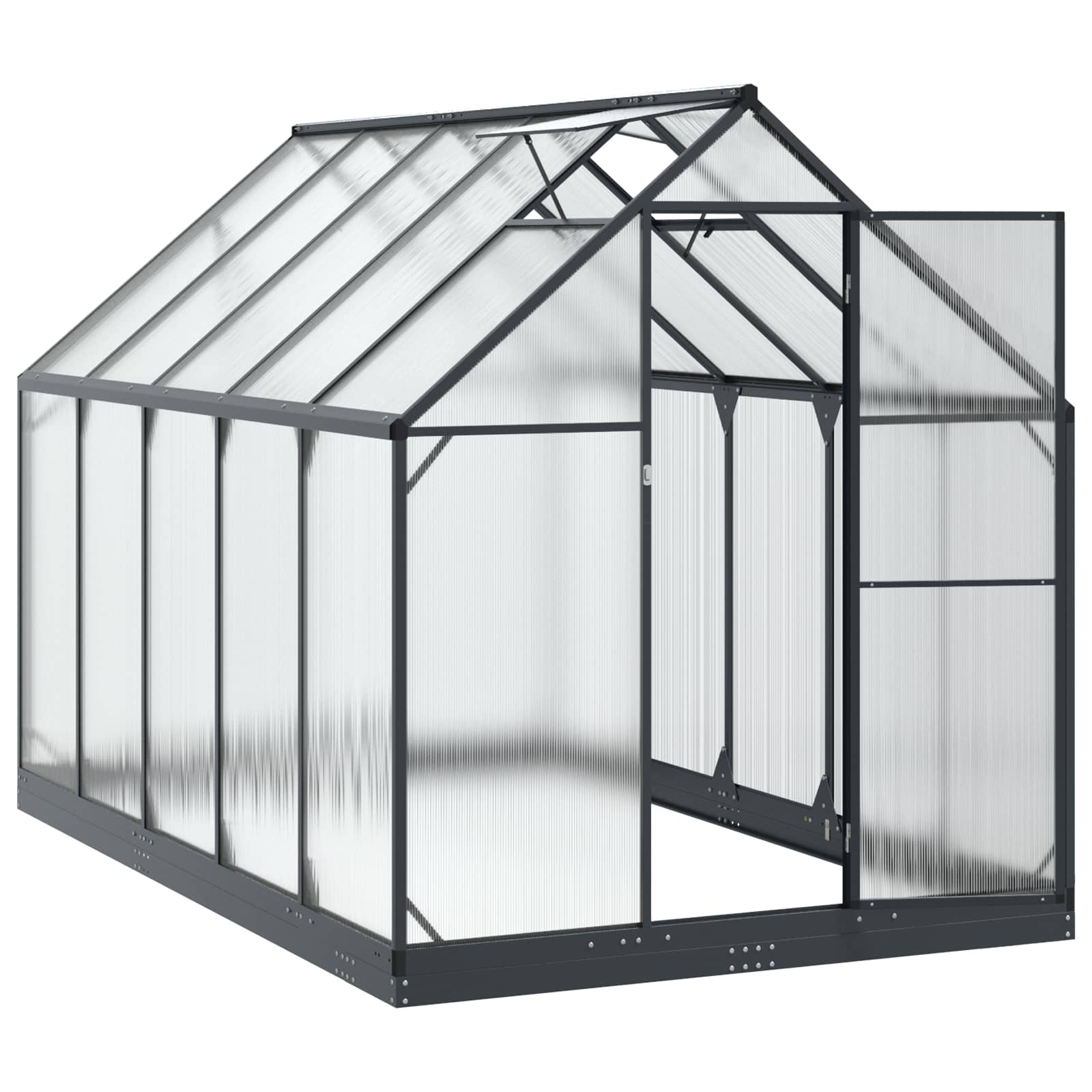 Garten Gewächshaus mit Tür Anthrazit 183,5 x 183,5 x 207 cm