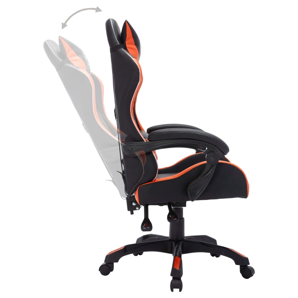 Gaming-Stuhl mit RGB LED-Leuchten Blau und Schwarz Kunstleder