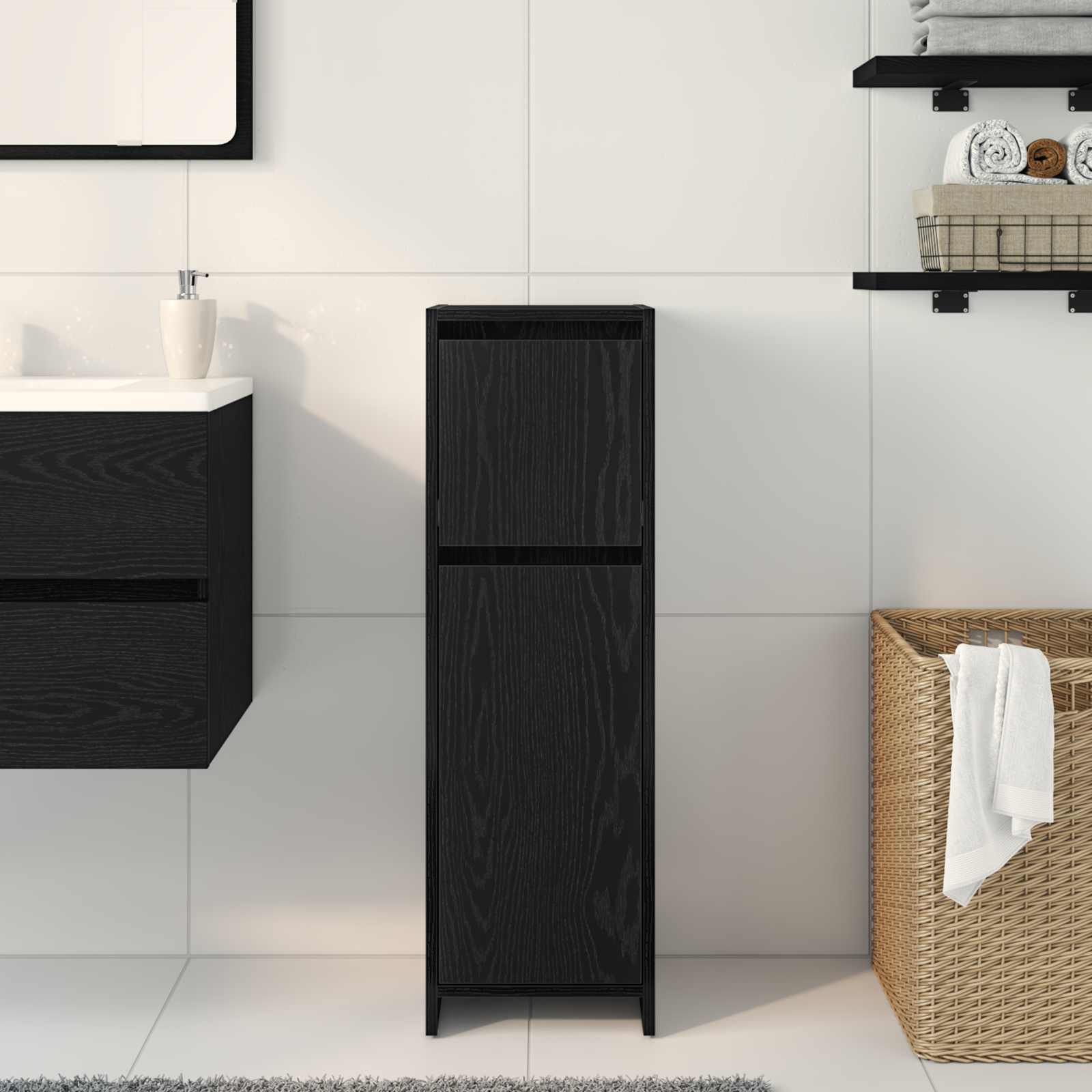Badezimmerschrank Weiß 30x30x95 cm Holzwerkstoff