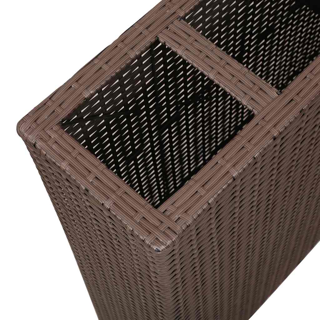 Garten-Hochbeet mit 4 Töpfen 2 Stk. Poly Rattan Grau