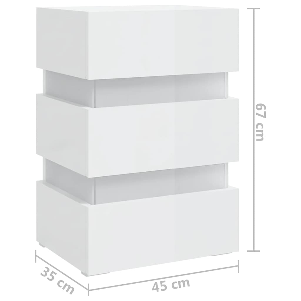 LED-Nachttisch Weiß 45x35x67 cm Holzwerkstoff