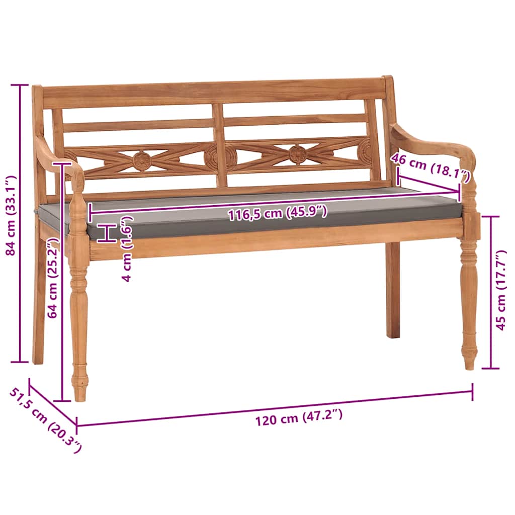 Batavia-Sitzbank 150 cm Massivholz Teak