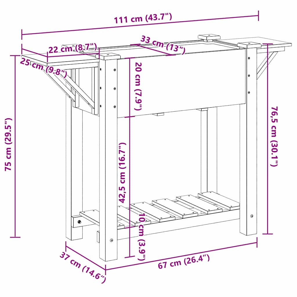 Garten-Pflanzgefäß mit Regal Beige 111 x 37 x 76,5 cm