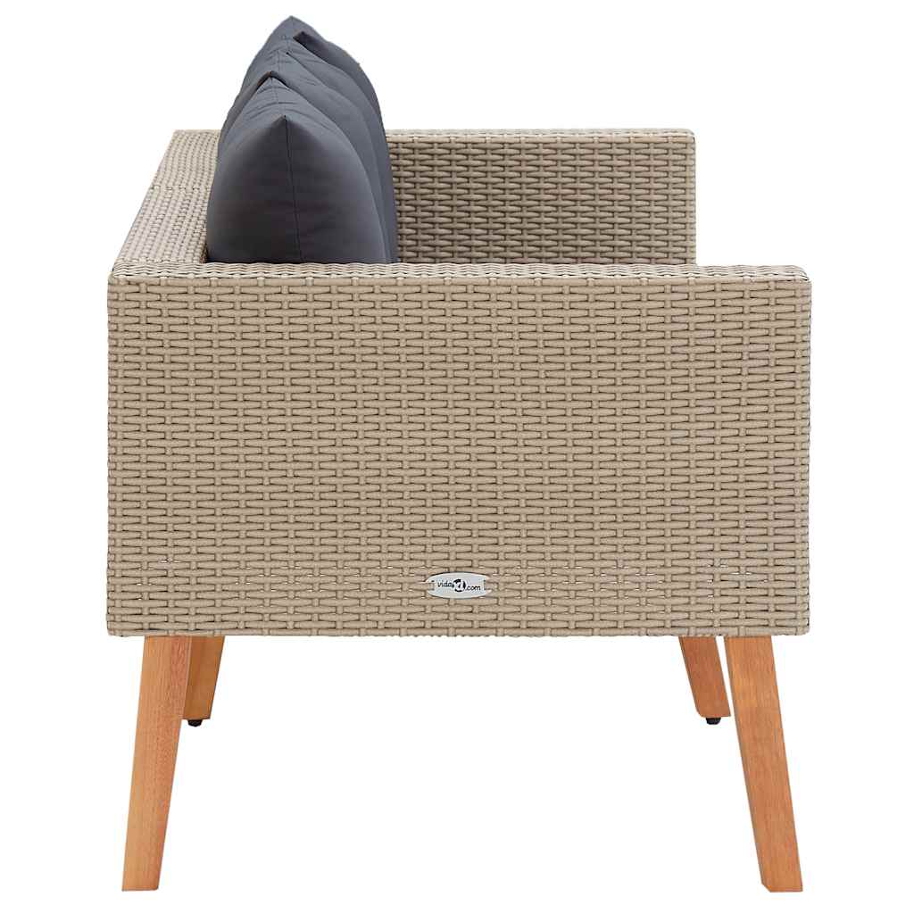 3-Sitzer-Gartensofa mit Auflagen Poly Rattan Beige