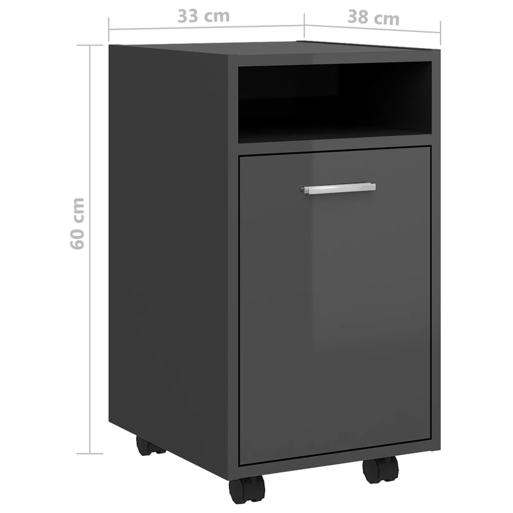 Beistellschrank mit Rollen Weiß 33x38x60 cm Holzwerkstoff