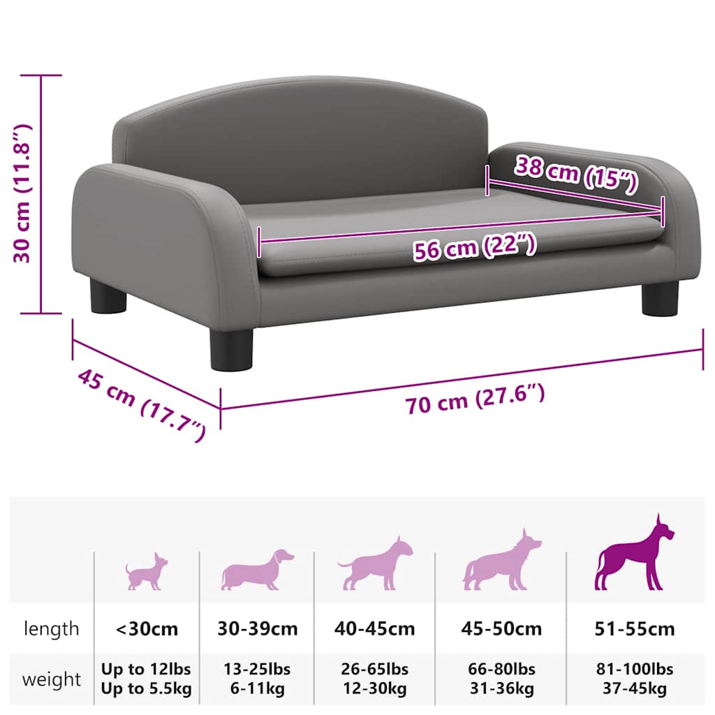 Hundebett Dunkelgrau 70x45x30 cm Stoff