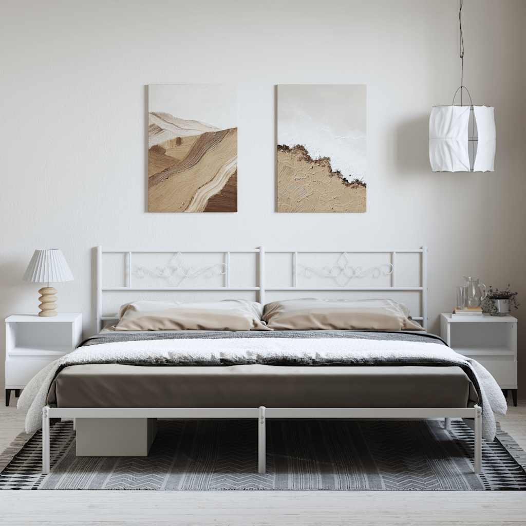 Bettgestell mit Kopfteil Metall Schwarz 100x190 cm