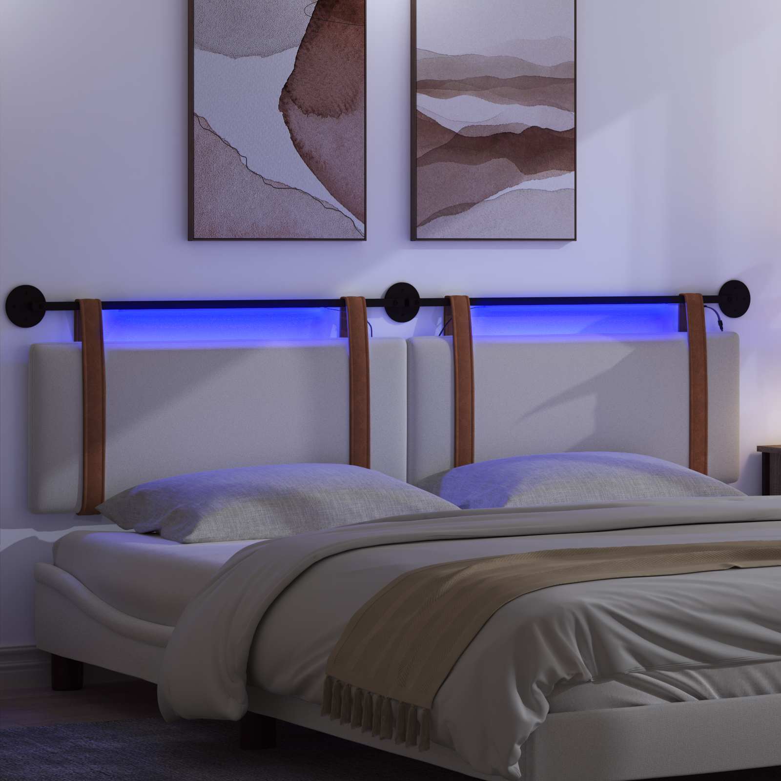 Hängendes Kopfteil Mit LED Licht Wolkengrau Antikes PU