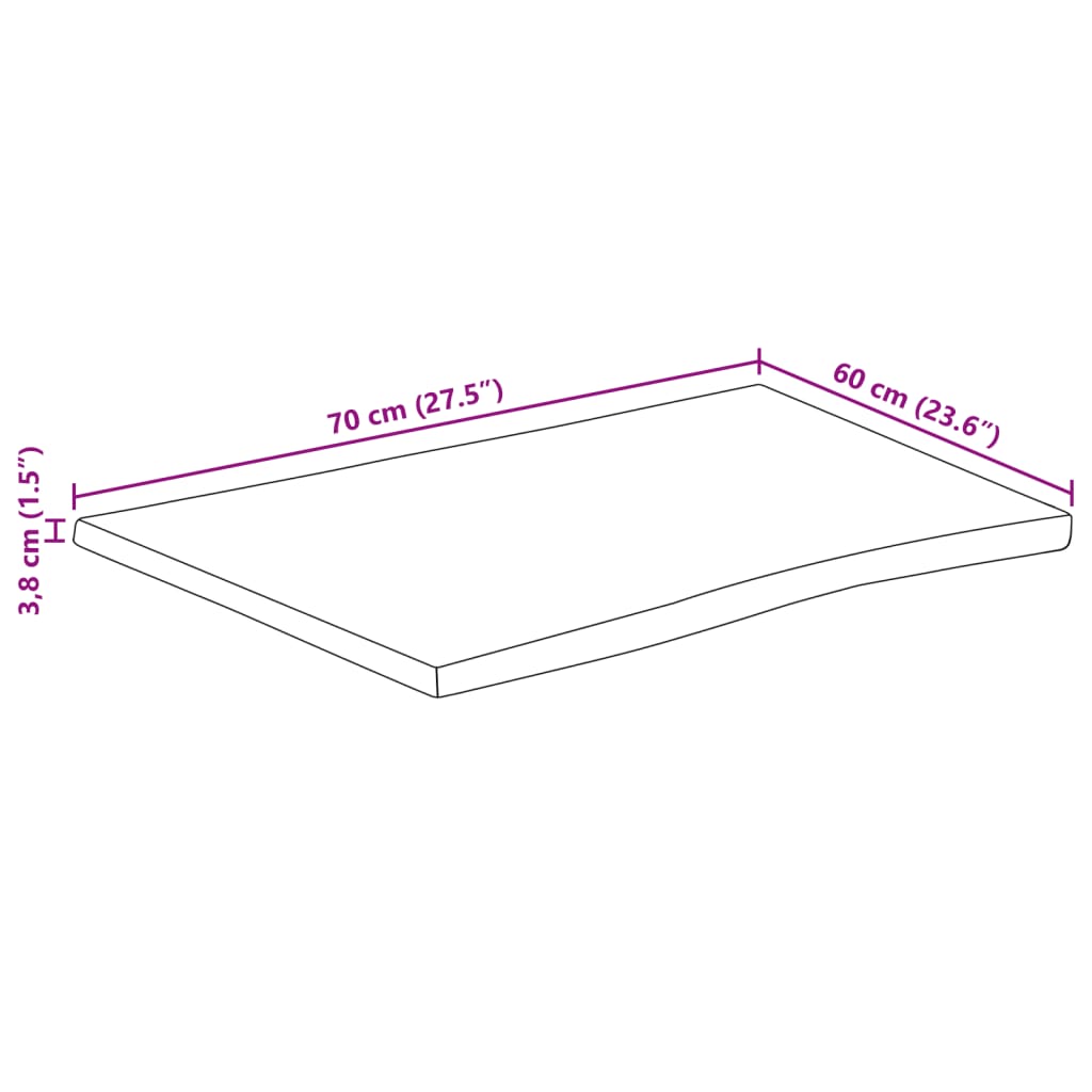 Tischplatte 40x40x2,5 cm Rechteckig Massivholz Akazie Baumkante