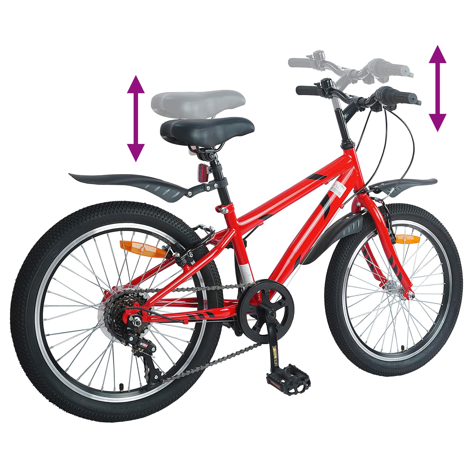 Kinderfahrrad 20 Zoll 6-Speed für 6-11 Jahre alt Schwarz