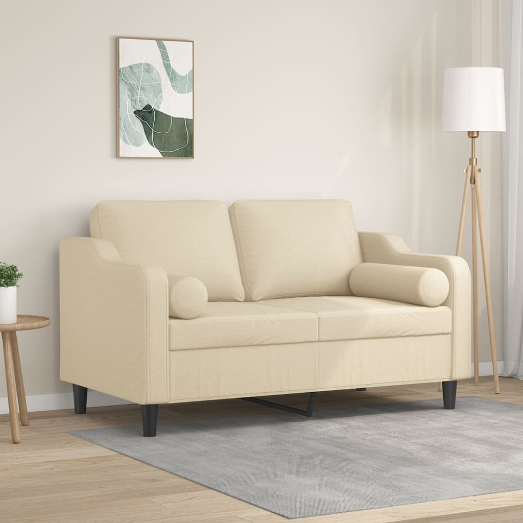 2-Sitzer-Sofa mit Zierkissen Braun 120 cm Stoff