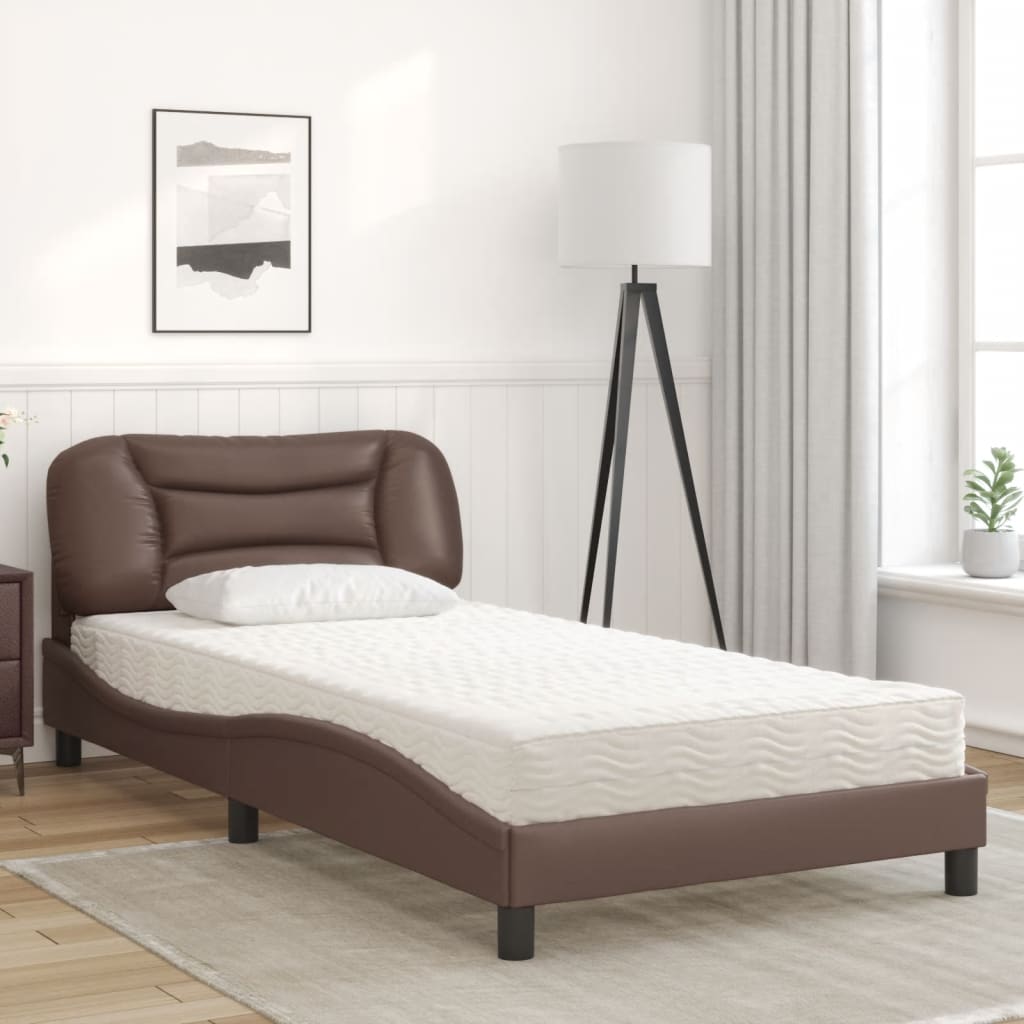 Bett mit Matratze "Hvar" Schwarz 80x200 cm Kunstleder