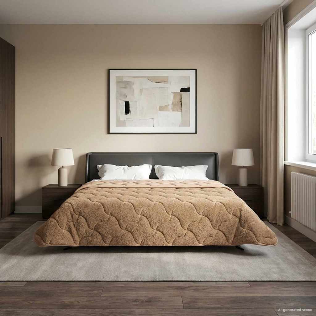Sommerdecke Anthrazit 135 x 200 cm Mikrofaser und Teddy-Fleece