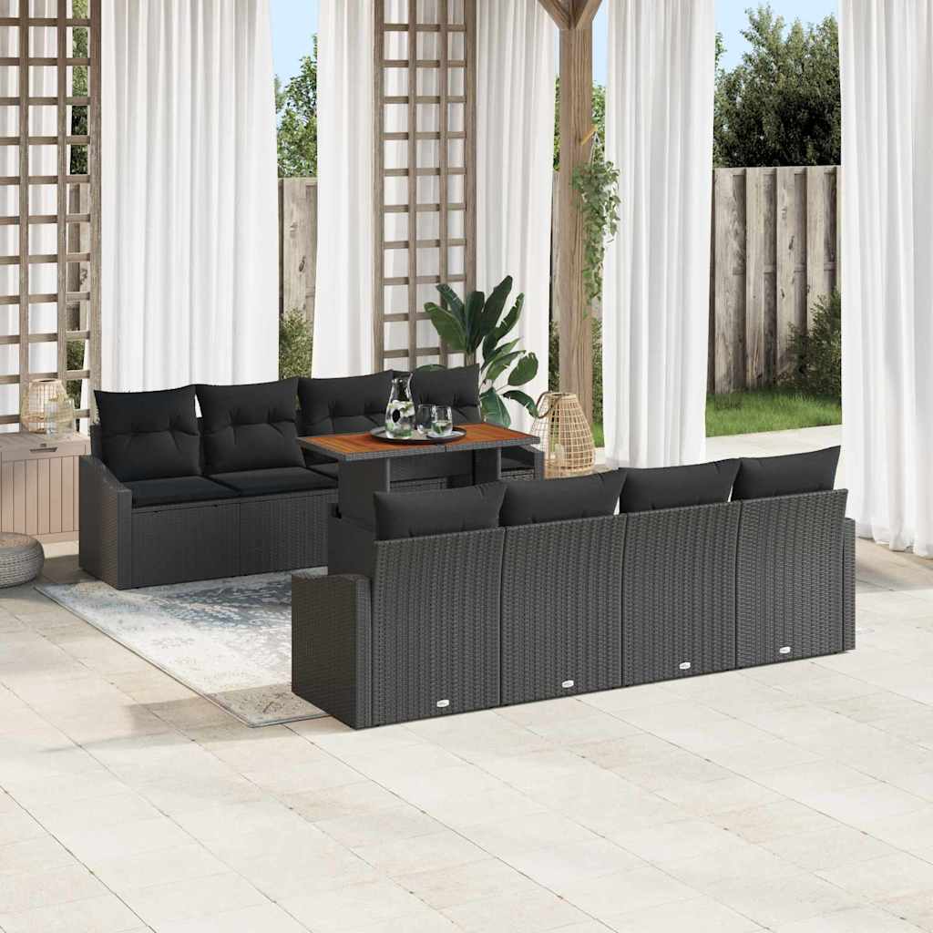 Garten Essgruppe mit Kissen 9 pcs Schwarz und Creme